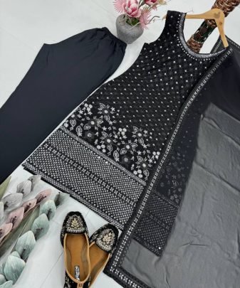 New Designer Wear Heavy Chine Sequence Work 3 Pis Suit Set