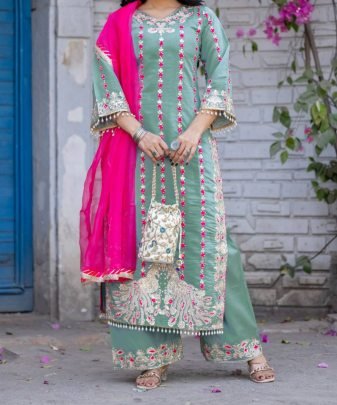 New Designer Wear Heavy Embroidered Sequence With Heavy Hand Work Pakistani Suit Set