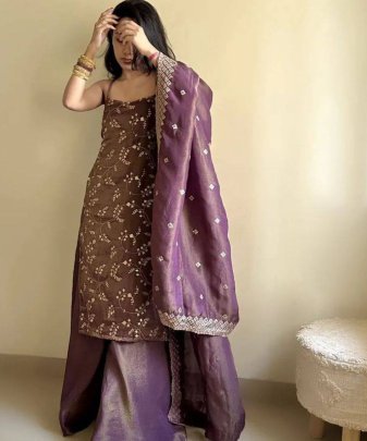 New Designer Wear Heavy Jimmy Choo Organza 3 Pis Suit Set