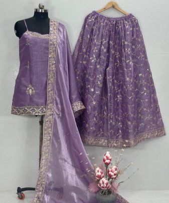 New Designer Wear Heavy Jimmy Choo Organza 3 Pis Suit Set