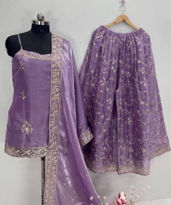 New Designer Wear Heavy Jimmy Choo Organza 3 Pis Suit Set