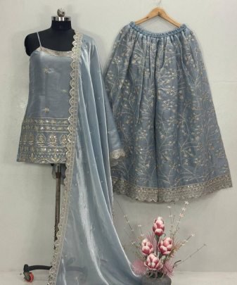 New Designer Wear Heavy Jimmy Choo Organza 3 Pis Suit Set