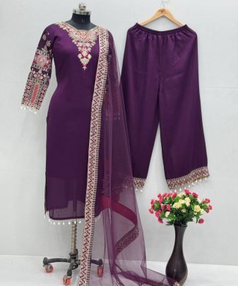 New Designer Wear Heavy Work 3 Pis Suit Set