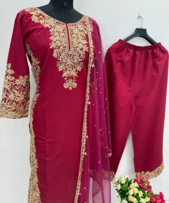 New Designer Wear Heavy Work 3 Pis Suit Set