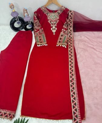 New Designer Wear Heavy Work 3 Pis Suit Set