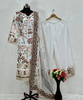 New Designer Wear Heavy Work 3 Pis Suit Set