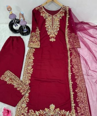 New Designer Wear Heavy Work 3 Pis Suit Set