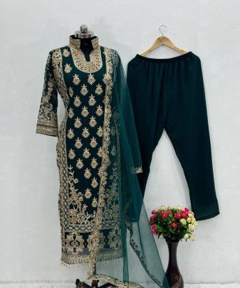 New Designer Wear Heavy Work 3 Pis Suit Set