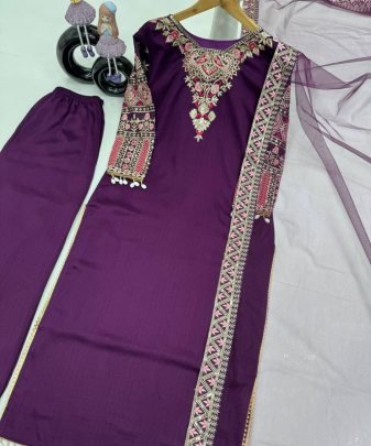 New Designer Wear Heavy Work 3 Pis Suit Set