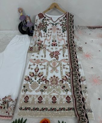 New Designer Wear Heavy Work 3 Pis Suit Set