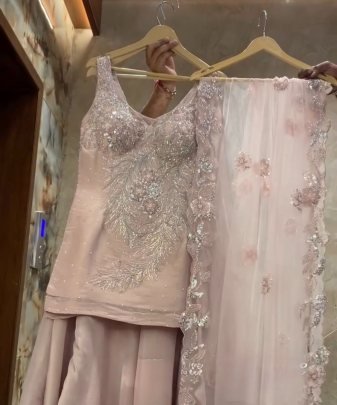 New Party wear embroidery sequence work silk 3 pies suit collection