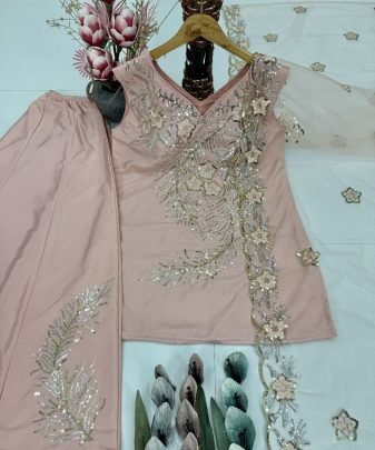 New Party wear embroidery sequence work silk 3 pies suit collection