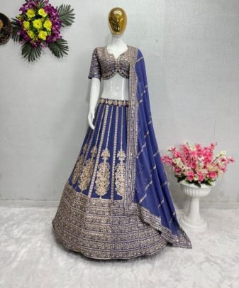 Party Wear Heavy Fuax Georgette Chine Sequence Work Lehengas Choli With Dupatta