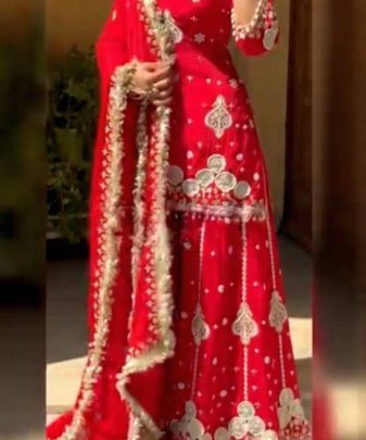 Party Wear Heavy Fuax Georgette Embroidery Sequence Work 3 Pis Suit Set