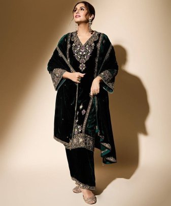 Party Wear Heavy Viscose Velvet Top  Palazzo With Duptta