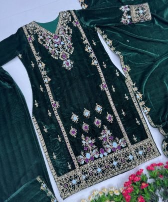 Party Wear Heavy Viscose Velvet Top  Palazzo With Duptta