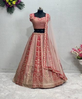 Teo Colour Bridal Wear Heavy Embroidery Sequence  Hand Work Lehengas With Dupatta Set
