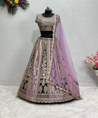 Teo Colour Bridal Wear Heavy Embroidery Sequence Work Lehengas With Dupatta Set