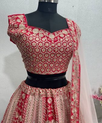 Teo Colour Bridal Wear Heavy Embroidery Sequence  Hand Work Lehengas With Dupatta Set