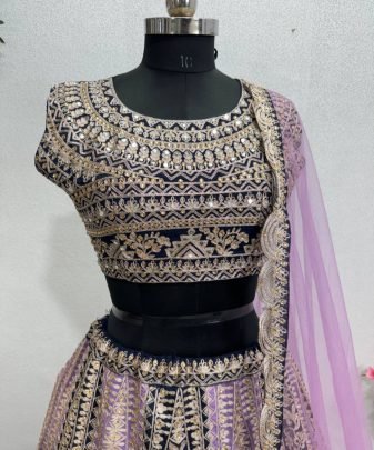 Teo Colour Bridal Wear Heavy Embroidery Sequence Work Lehengas With Dupatta Set