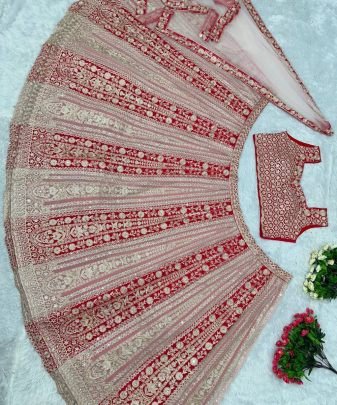 Teo Colour Bridal Wear Heavy Embroidery Sequence  Hand Work Lehengas With Dupatta Set