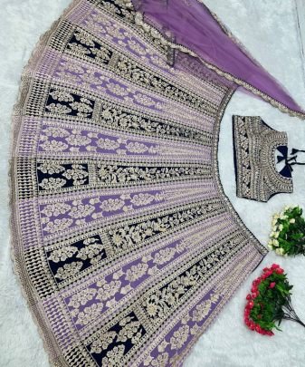 Teo Colour Bridal Wear Heavy Embroidery Sequence Work Lehengas With Dupatta Set