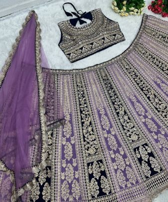 Teo Colour Bridal Wear Heavy Embroidery Sequence Work Lehengas With Dupatta Set